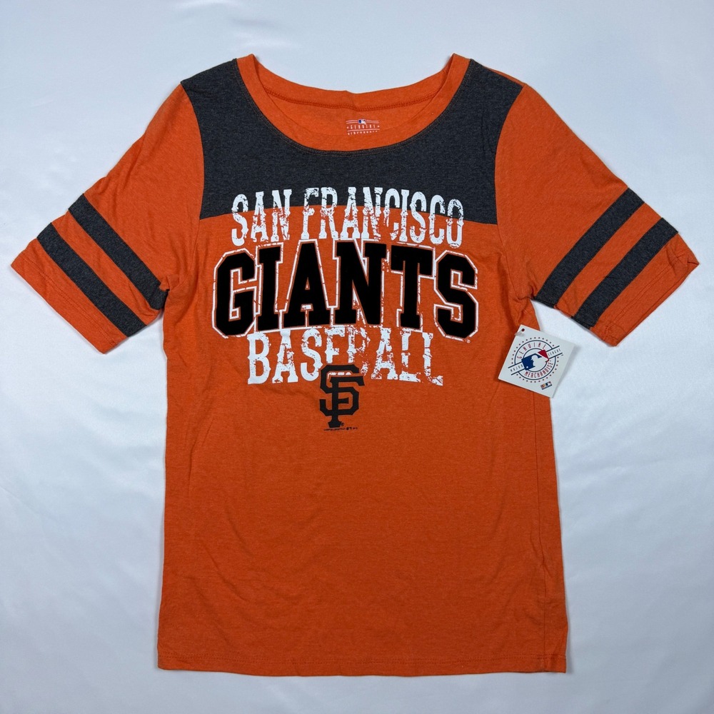 San Francisco Giants MLB Baseball Shirt Kids Medium Orange Grey Campus Lifestyle